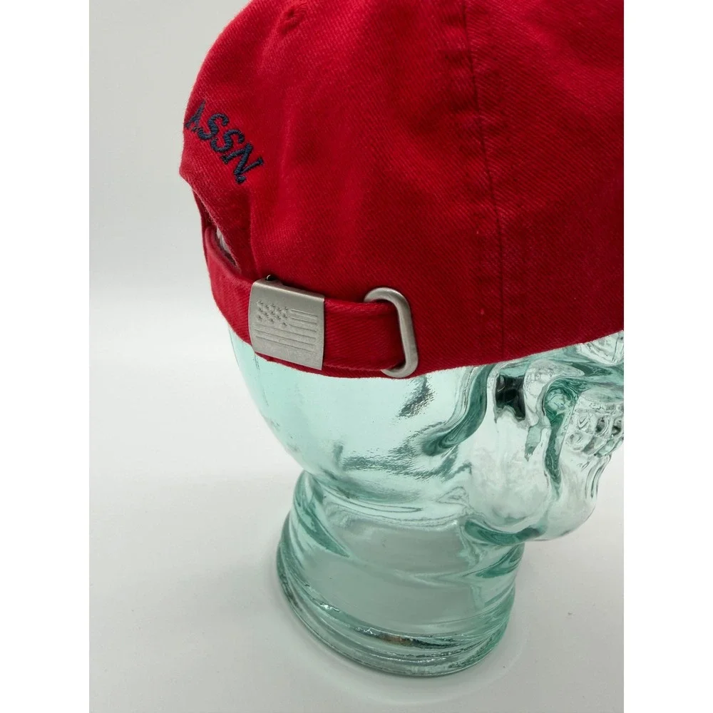US Polo Assn Red Baseball Hat Cap Navy Blue Embroidered Logo Adjustable Dad Hat